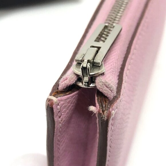 HERMES remix combine duo Long Wallet Epsom Mauve Sylvestre x Lime pink/yellow - Picture 13 of 16
